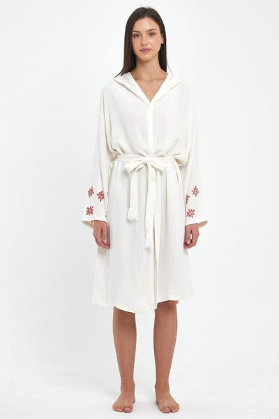 musimino moda Ultra Yumuşak Bambu Müslin Peştemal Bornoz Sabahlık Ahşap Baskılı