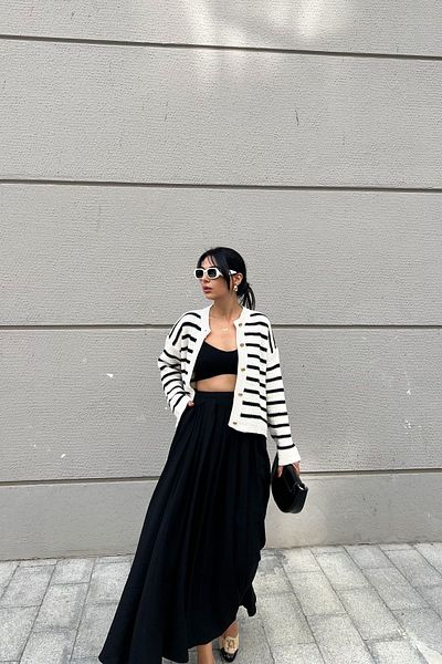 Seda Yalçın Atelier Long Black Pocket Skirt