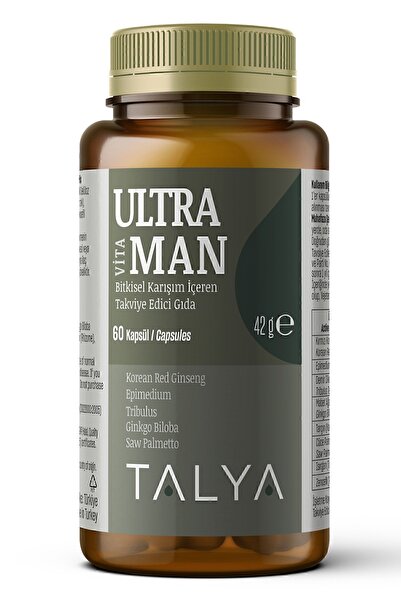 Talya Ultra VitaMAN Bitkisel Karışım İçeren Takviye Edici Gıda, 60 Kapsül (Erkekler İçin)