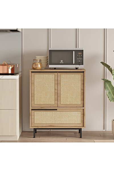 Yurudesign Ocean Mutfak Dolabı Mikrodalga 3 Kapaklı Metal Ayaklı Uv Baskı Sep...