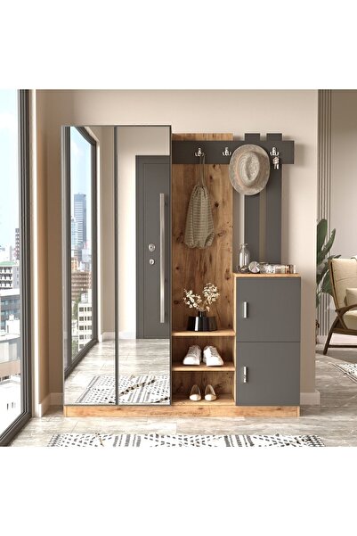 Yurudesign Visor Vestiyer Portmanto Ayakkabılık Çam Antrasit