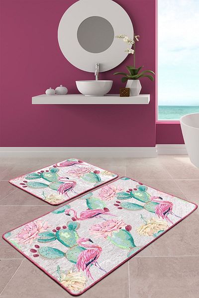 Chilai Home Flamenco Σετ 2 Χαλιά Μπάνιου, Χαλάκι Πόρτας Djtbanyo