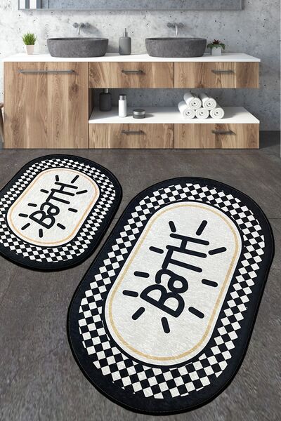 Chilai Home Vita Bona Banyo Halısı 2'li Set Yıkanabilir , Kaymaz Taban Banyo