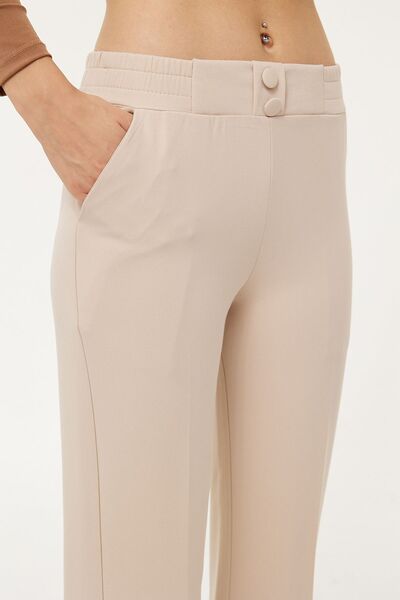 SIMO CLUB DÜĞME DETAYLI BELİ LASTİKLİ BOL PAÇA PANTOLON