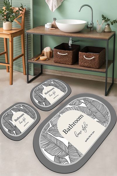 Chilai Home Earth Surface Djt Set de 3 covorașe de baie