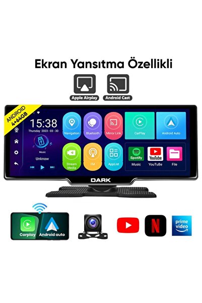 Dark 10.26" Android 13 Google Play Store Youtube Apple Carplay Android Auto Torpido Araç Ekranı