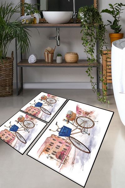 Chilai Home Dance Street 3-Piece Set - Bath Rug and Mat