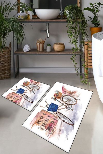 Chilai Home Dance Street 2-Piece Bath Set: Rug and Mat