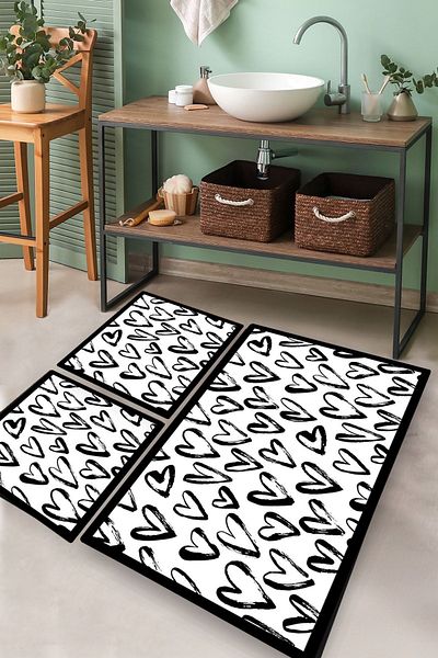Chilai Home 3's Small Heart Bath Set: Rug and Mat