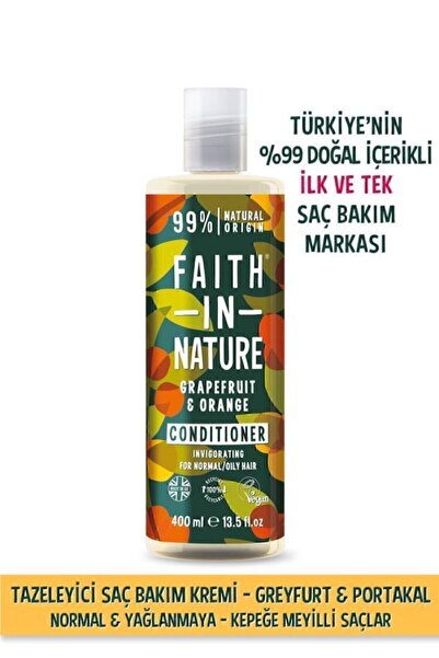 Faith In Nature %99 Doğal Tazeleyici Saç Bakım Kremi Greyfurt&Portakal Normal...
