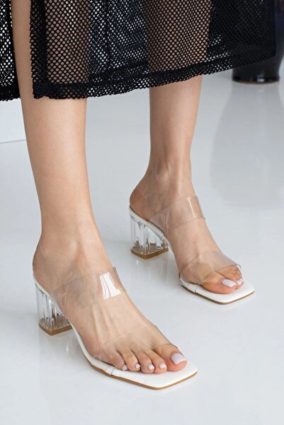 leopar by çetinay Guaranteed Transparent Heel Transparent Tape Women's Shoes