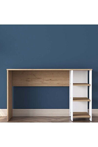 Rani Mobilya Rani Ha108 Raflı Çalışma Ofis Bilgisayar Masası Sepet Ceviz - Beyaz