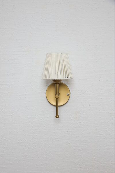 Maison Avf Deri Beyaz Eskitme Gold Kablosuz Pilli Ledli Duvar Aydınlatması Aplik