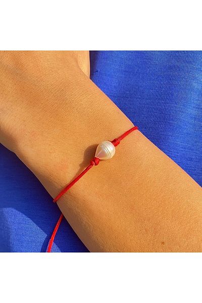 jewine studio Certified Real Pearl Red String Luck and Luck Bracelet