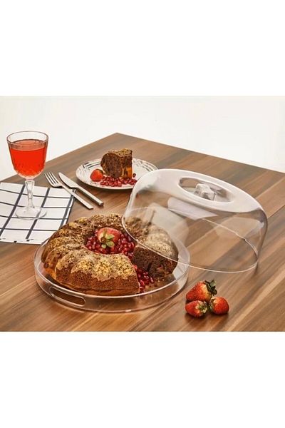 Store Cake Jar Plexiglass Cake Pastry Presentation Stand Tray Jar Crystal Presentation Tray 25 Cm