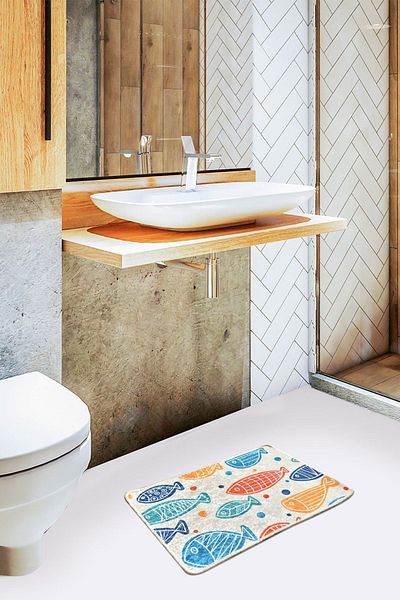 Chilai Home Χαλί μπάνιου 40x60 cm Fish Colorful Djt - Πλένεται και αντιολισθητική βάση