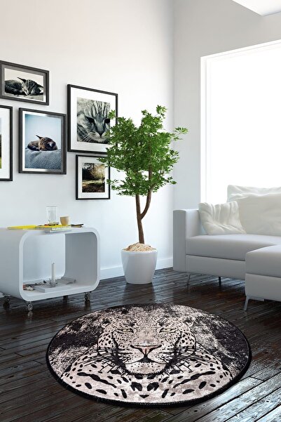 Chilai Home Tıger Dekoratıf Çap Dekoratif Marka Yıkanabilir Kaymaz Taban Halı...