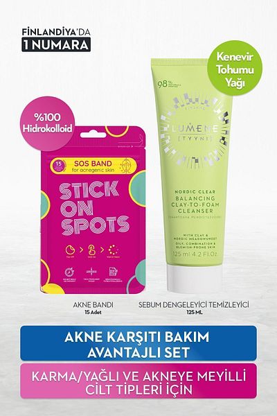 LUMENE Anti-Acne Cleanser + Acne Patch Care Set