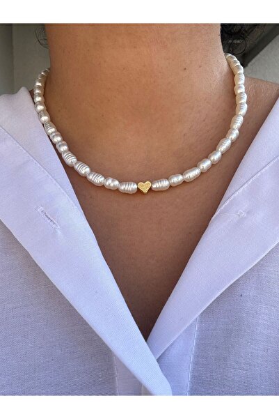 Karlay لؤلؤة ذهبية - قلادة بتصميم قلب