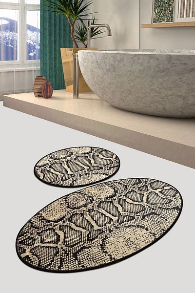Chilai Home Snake Σετ 2 Χαλιά Μπάνιου Σετ Χαλιά, Σετ Τουαλέτας Djtbanyo