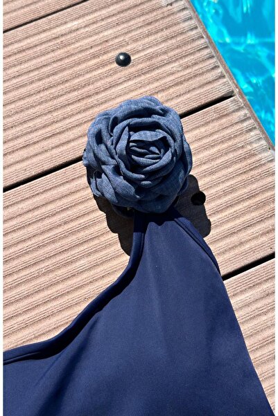 Roberta Lorenz Cataramă cu aspect de blugi de înaltă calitate, albastru bleumarin, cataramă cu trandafir / cataramă cu flori