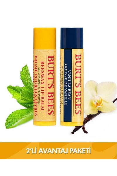 Burts Bees Beeswax Vanilla Flavored Lip Care Cream Advantage Set