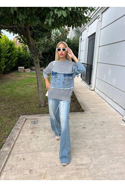 For Angels Denim Pocket Knitwear Sweater