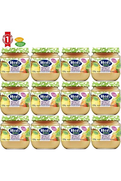 Hero Baby Kavanoz Maması 125gr Armut Ananas Şeftali (12 Lİ SET)