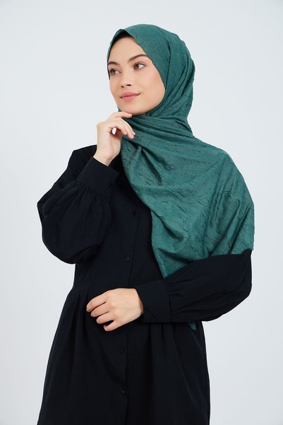 m moon scarf Premium Bambu Kraş Şal  “ Koyu Küf Yeşili “