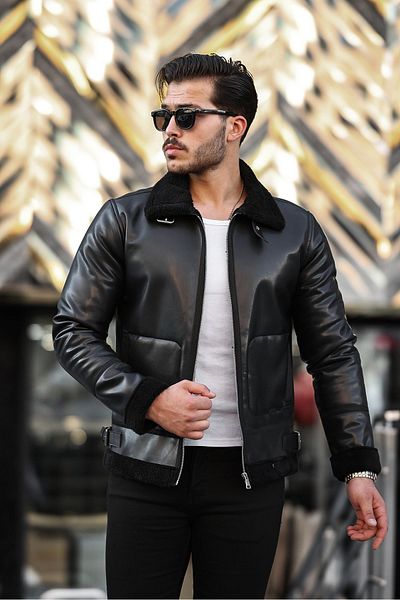 Boymen Winter Men's Leather Jacket - Windproof