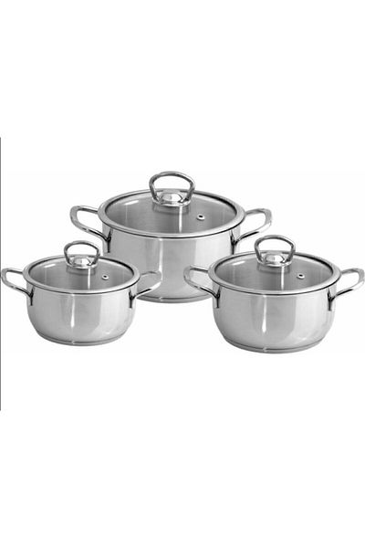 Sole Samira Cookware Set 6 Pieces Glass Lid Small Size 14 cm -16 cm -18 cm