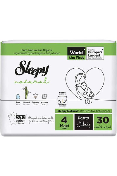 Sleepy Natural Pants Size 4 | 30 Count | Ultimate Comfort | Hypoallergenic | 100% Dryness
