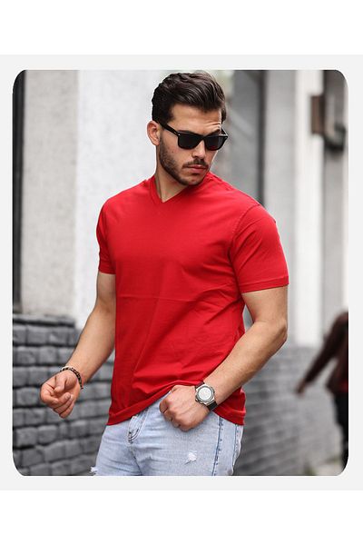 Spor Life Men's Style Cotton V-Neck T-Shirt