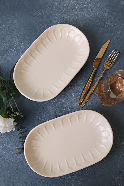Keramika Farfurie Barcă Crem Migdale 25 Cm 2 Bucăți 030
