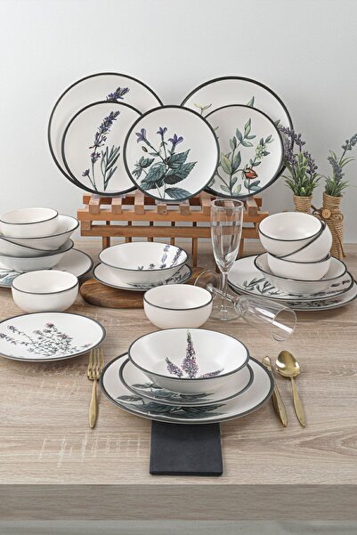 Keramika Çiçek Bahçesi Yemek Takımı 24 Parça 6 Kişilik 18938 -39-40-41-42-43-68