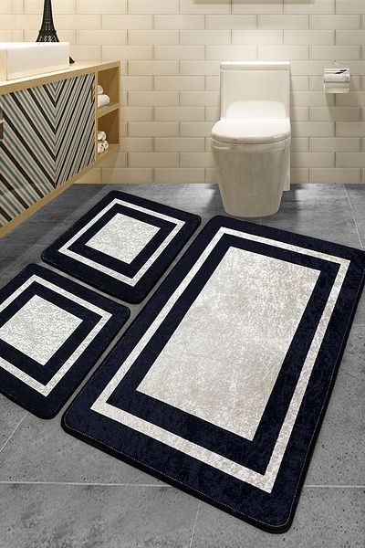 Chilai Home Set de 3 cadru negru - covor de baie
