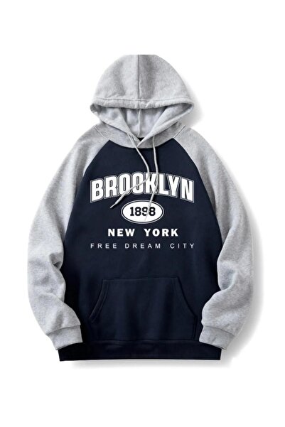 CAST COLLECTİON Hanorac unisex gri cu imprimeu Brooklyn 1898