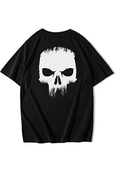 BRZ COLLECTION Tricou unisex cu imprimeu supradimensionat Angry Skull, cu imp...
