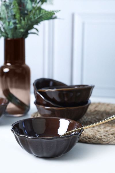 Keramika Μπολ Luster Brown Sirius 14 cm 6 τεμάχια Q22