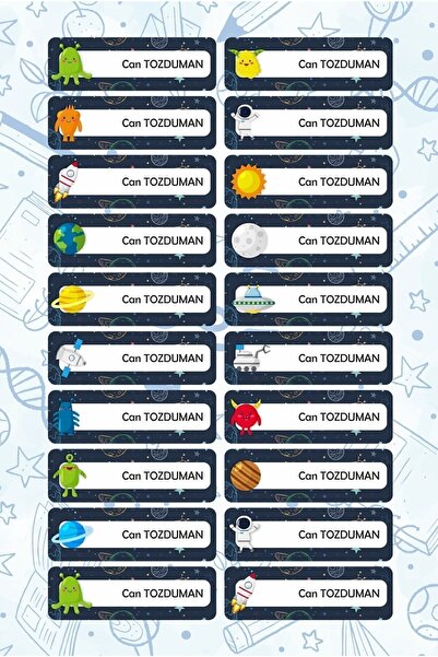 Foldart Uzay Temalı Defter Kitap Kalem Etiket Okul Etiketi Seti