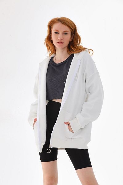 Batı Styling Lisa Oversize Zippered Sweatshirt