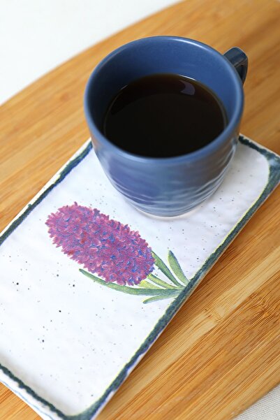 Keramika Anatolian Flowers Natural Stone Coffee Presentation Set 4 Pieces for 2 People 20256-58