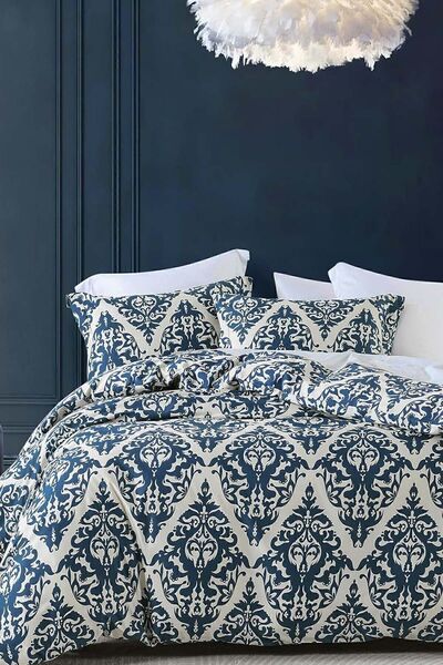 İQON Σετ Παπλωματοθήκη Μονό Ελαστικό Navy Blue - Damascoo
