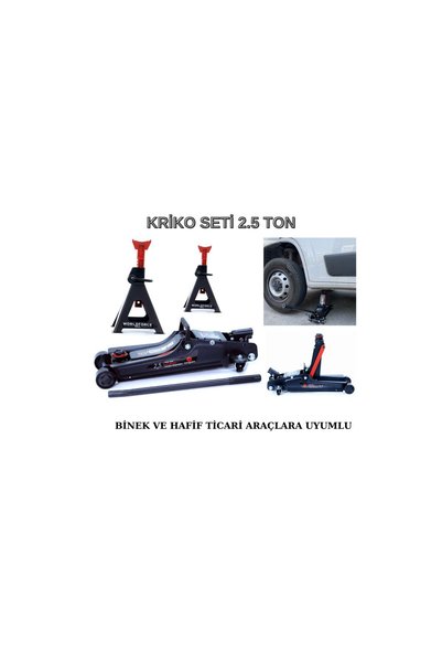 Worldforce Hidrolik Kriko Seti 2.5 Ton Kriko ve 2 Adet Kriko Standı Min: 85MM MAX:375MM