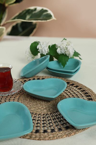 Keramika 14 cm Turquoise Heart Snack Bowl - 6 Pieces 420