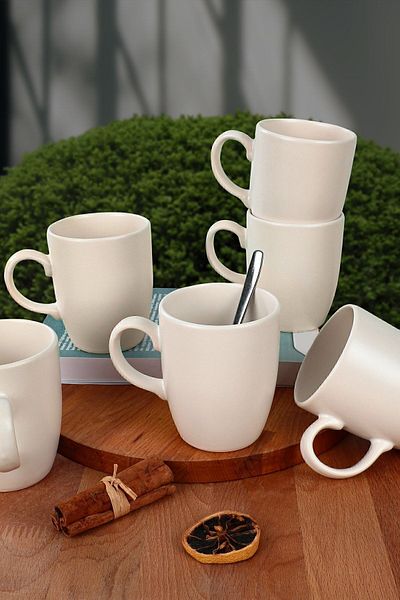 Keramika Matte White Cloud Mug 9 Cm 6 Pieces