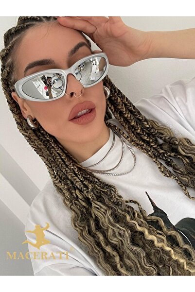 MACERATİ Silver Mirror Y2K Mirrored Unisex Uv400 Sunglasses