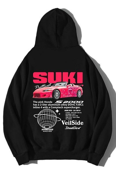 BRZ COLLECTION Μαύρο Unisex Oversize Fast and Furious Suki Hoodie