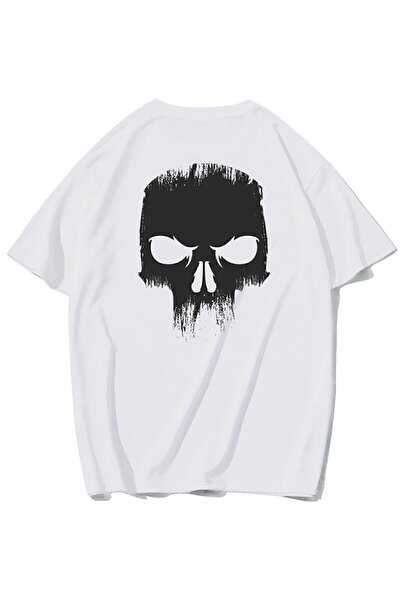BRZ COLLECTION Tricou unisex cu imprimeu supradimensionat cu craniu supărat c...
