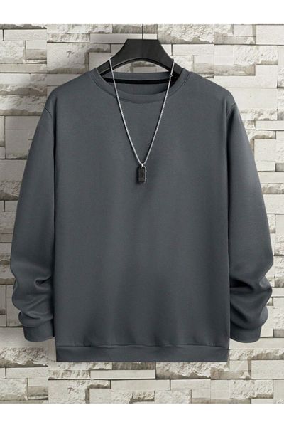 LA GULER Χειμερινό φούτερ Unisex Oversize - Crew Neck, 3 κλωστές βαμβακερό, φλις και σαρντόνι